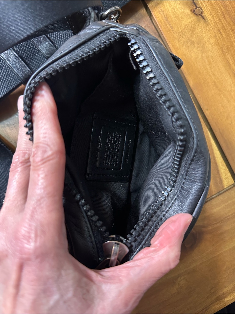Coach Mini Edge Black Leather Belt Bag/Sling Pack - Picture 8 of 9